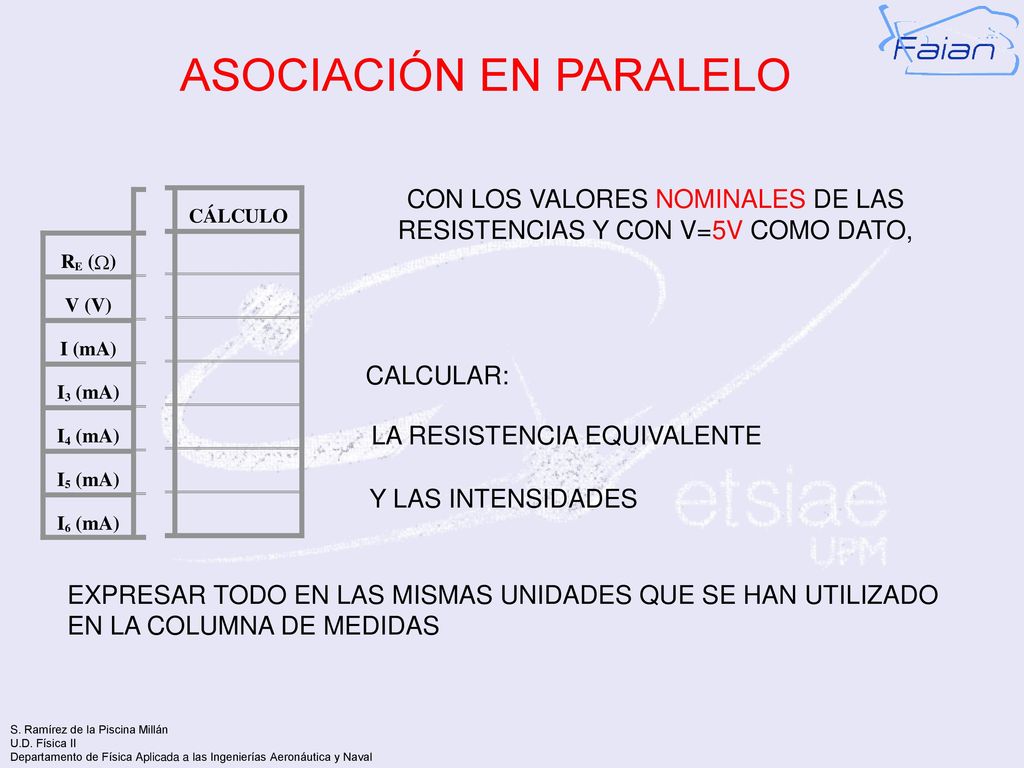 CON LOS VALORES NOMINALES DE LAS RESISTENCIAS Y CON V=5V COMO DATO,