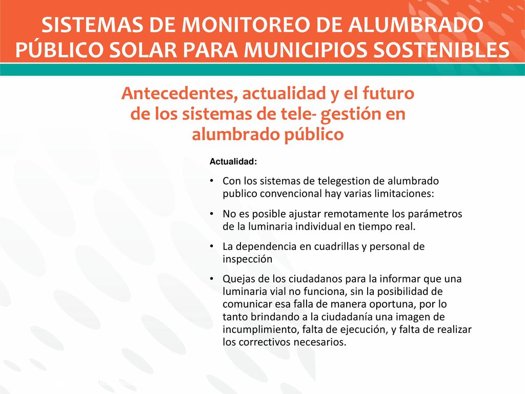 SISTEMAS DE MONITOREO DE ALUMBRADO PÚBLICO SOLAR PARA MUNICIPIOS SOSTENIBLES