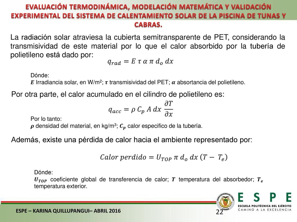 Por otra parte, el calor acumulado en el cilindro de polietileno es:
