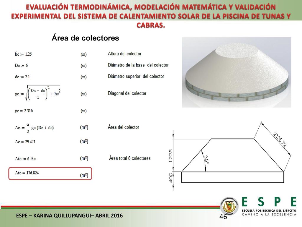 EVALUACIÓN TERMODINÁMICA, MODELACIÓN MATEMÁTICA Y VALIDACIÓN EXPERIMENTAL DEL SISTEMA DE CALENTAMIENTO SOLAR DE LA PISCINA DE TUNAS Y CABRAS.