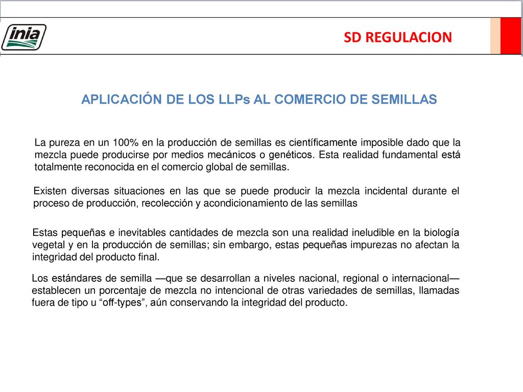 SD REGULACION APLICACIÓN DE LOS LLPs AL COMERCIO DE SEMILLAS