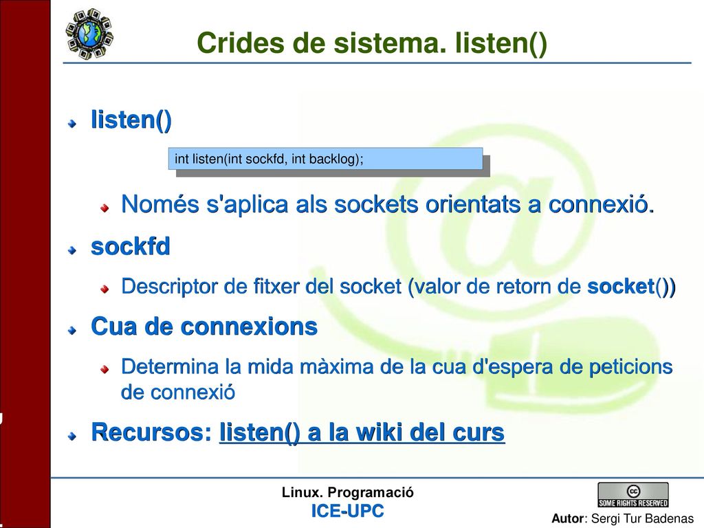 Crides de sistema. listen()