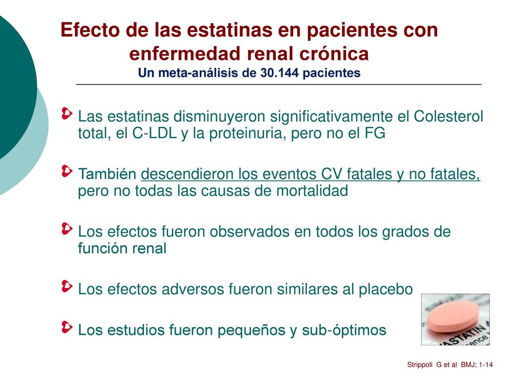 Efecto de las estatinas en pacientes con enfermedad renal crónica Un meta-análisis de pacientes