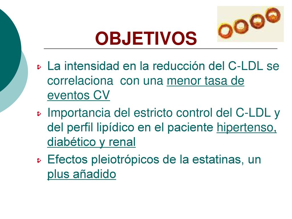 OBJETIVOS La intensidad en la reducción del C-LDL se correlaciona con una menor tasa de eventos CV.
