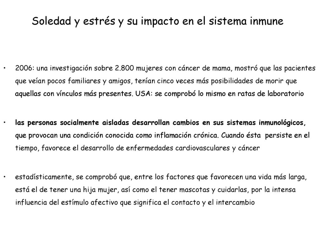 Soledad y estrés y su impacto en el sistema inmune
