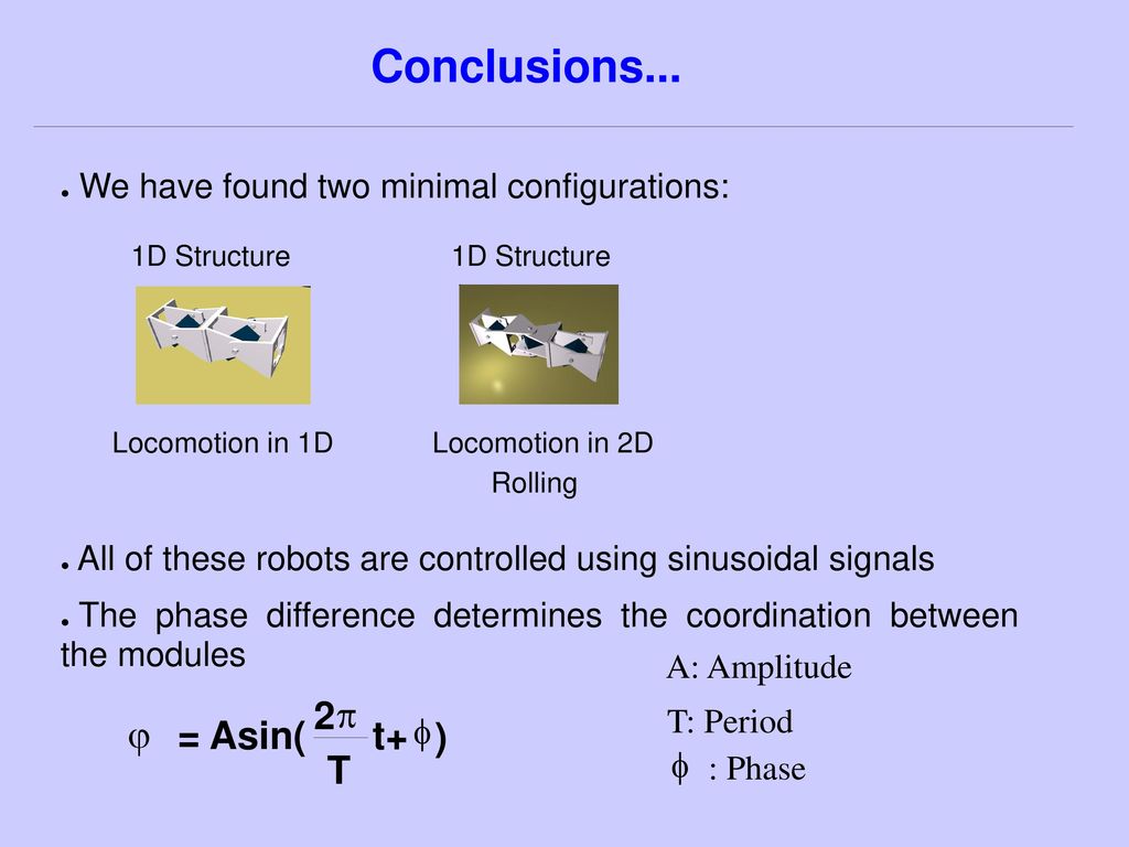 Conclusions... 2 p j = Asin( t+ ) T f f
