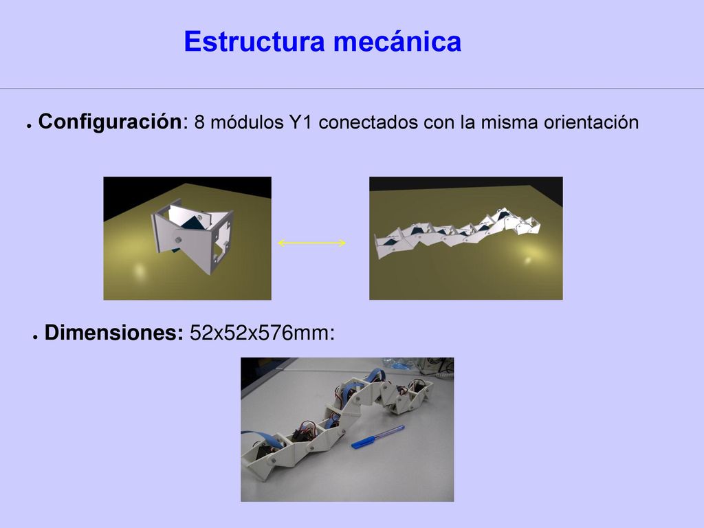 Estructura mecánica Configuración: 8 módulos Y1 conectados con la misma orientación.