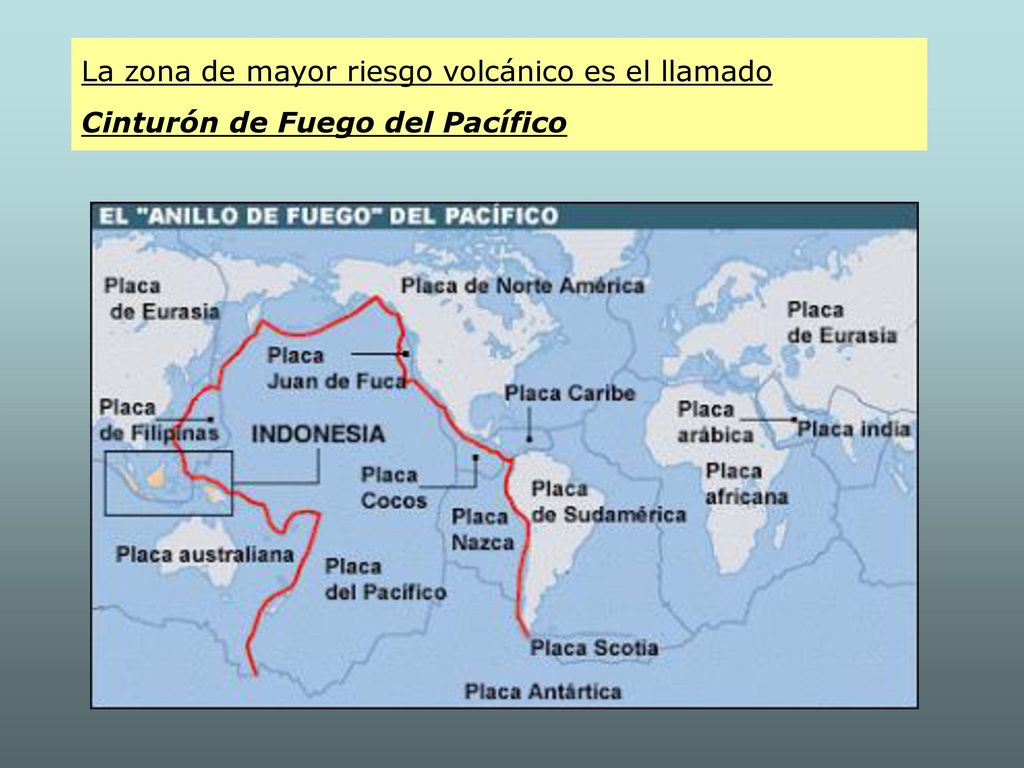La zona de mayor riesgo volcánico es el llamado Cinturón de Fuego del Pacífico