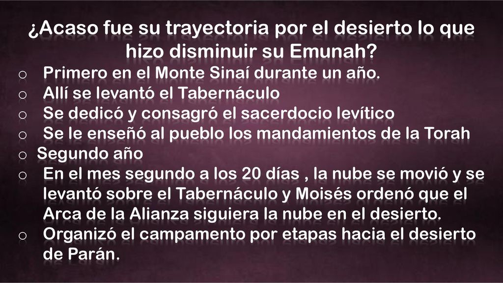 ¿Acaso fue su trayectoria por el desierto lo que hizo disminuir su Emunah