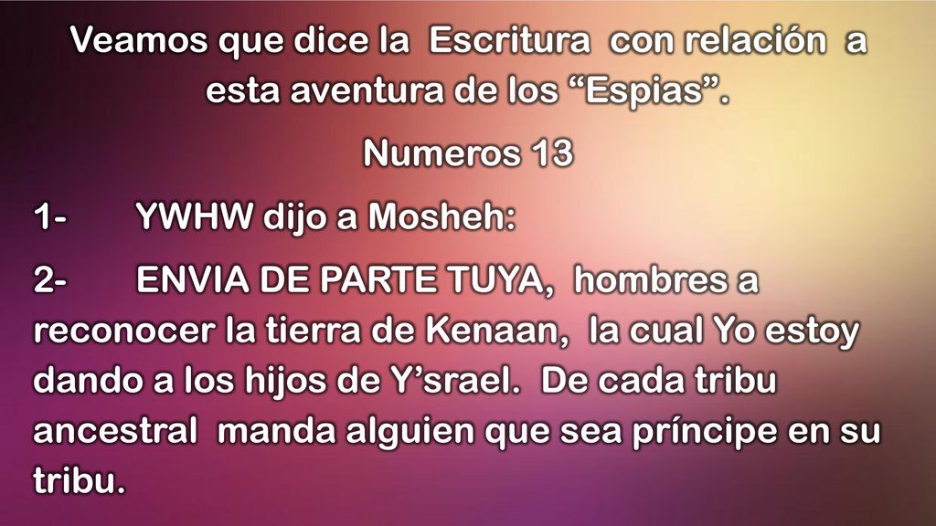 Veamos que dice la Escritura con relación a esta aventura de los Espias .
