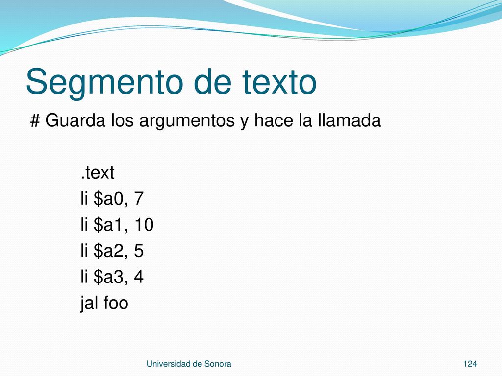 Segmento de texto # Guarda los argumentos y hace la llamada .text