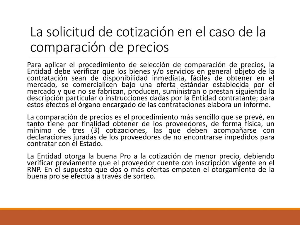 La solicitud de cotización en el caso de la comparación de precios