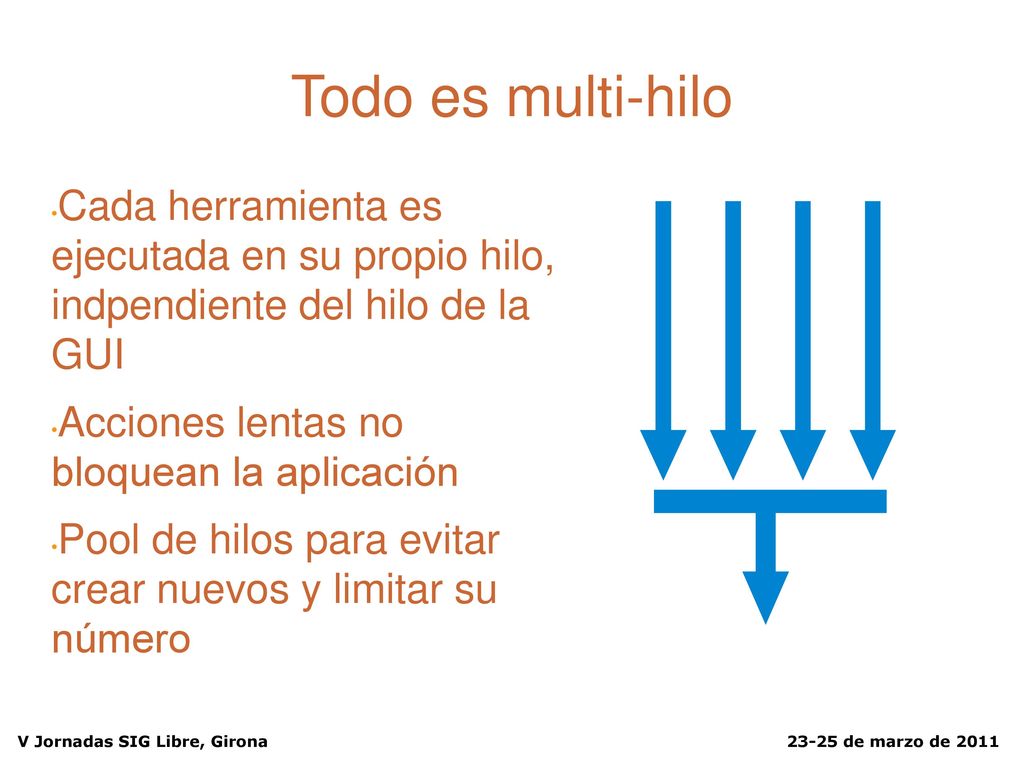 Todo es multi-hilo Cada herramienta es ejecutada en su propio hilo, indpendiente del hilo de la GUI.