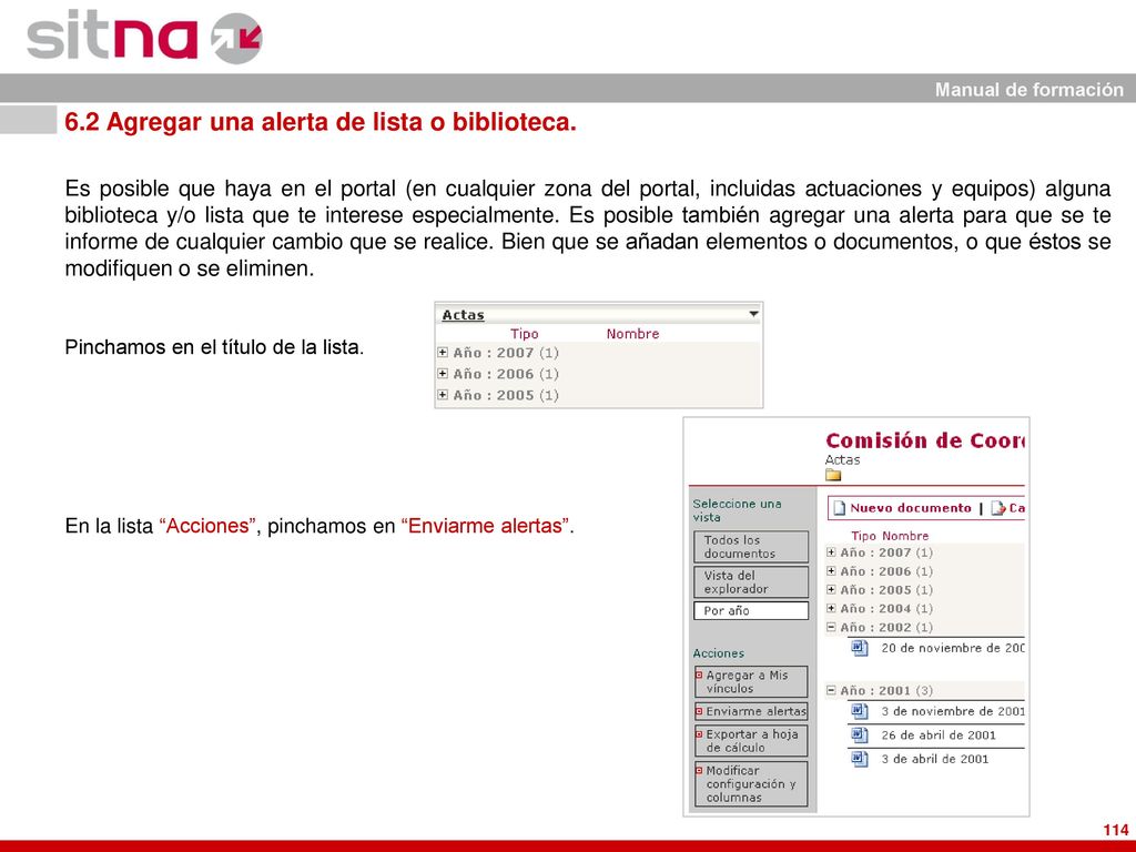 6.2 Agregar una alerta de lista o biblioteca.