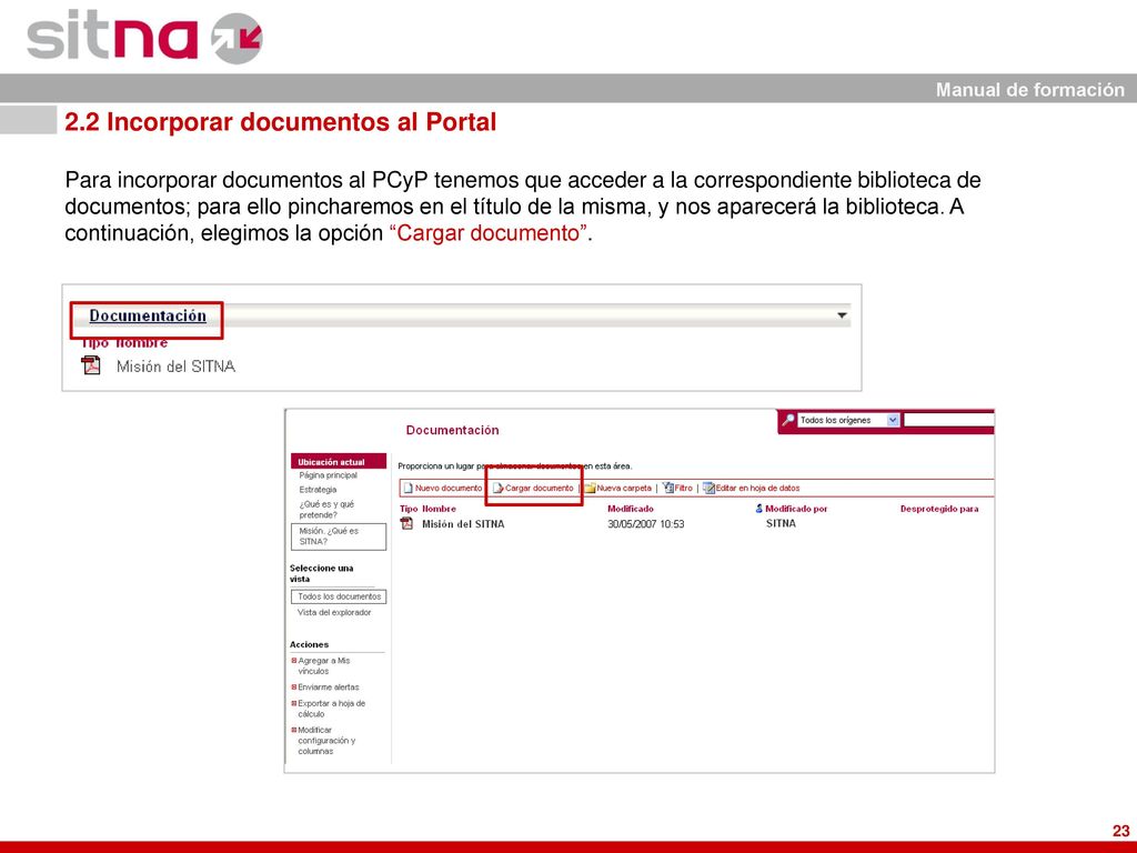 2.2 Incorporar documentos al Portal