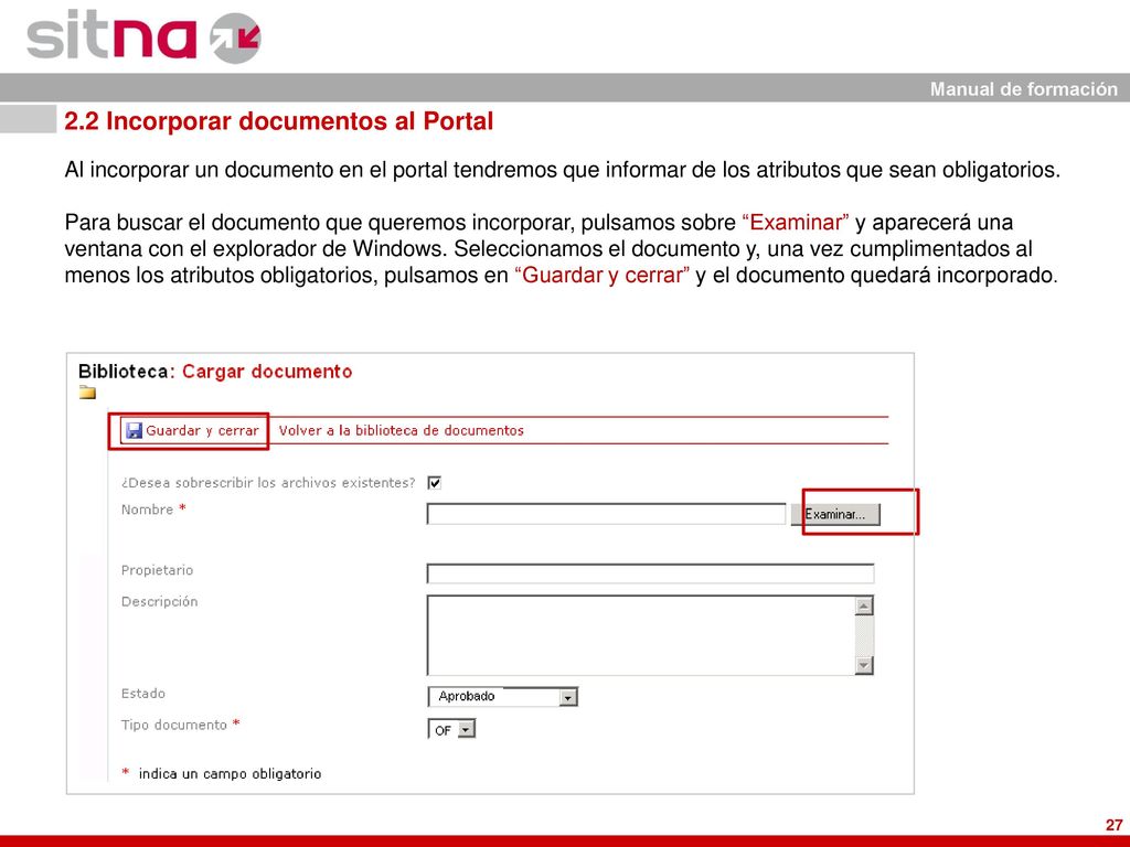 2.2 Incorporar documentos al Portal