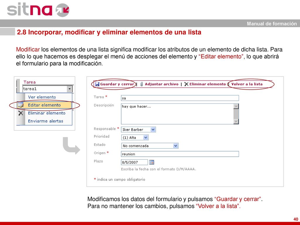 2.8 Incorporar, modificar y eliminar elementos de una lista