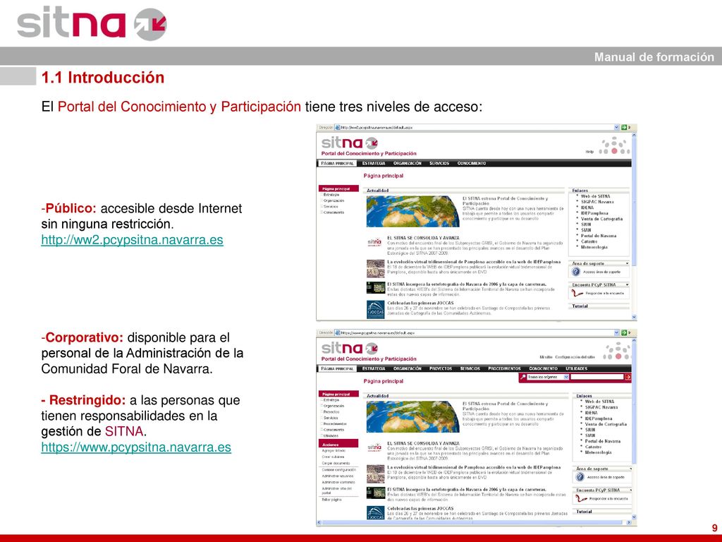 1.1 Introducción El Portal del Conocimiento y Participación tiene tres niveles de acceso:
