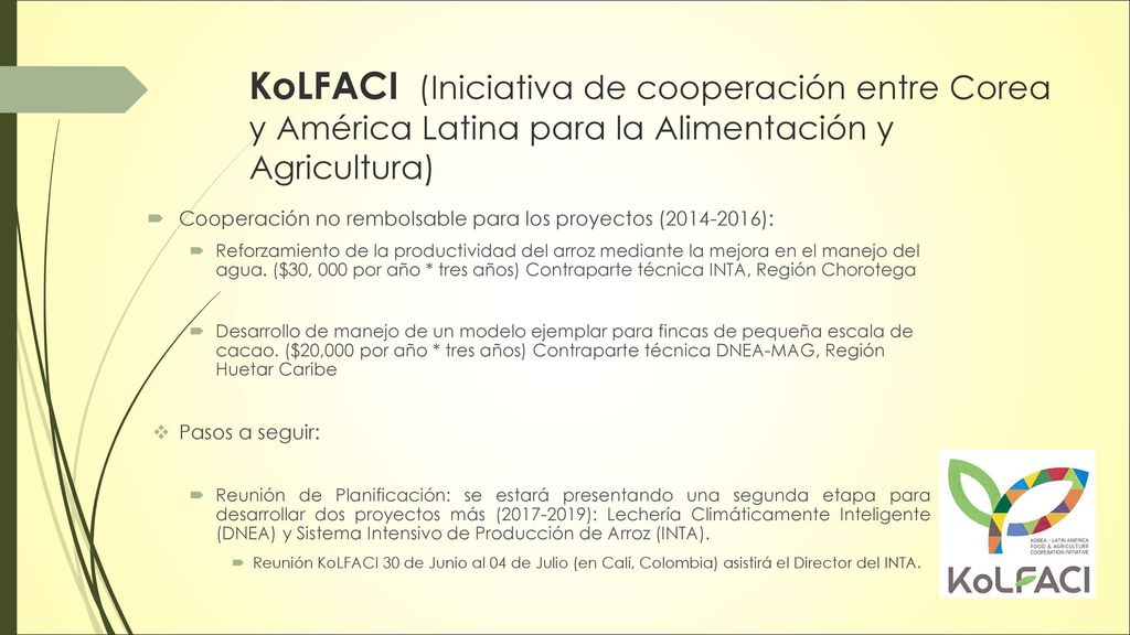 KoLFACI (Iniciativa de cooperación entre Corea y América Latina para la Alimentación y Agricultura)