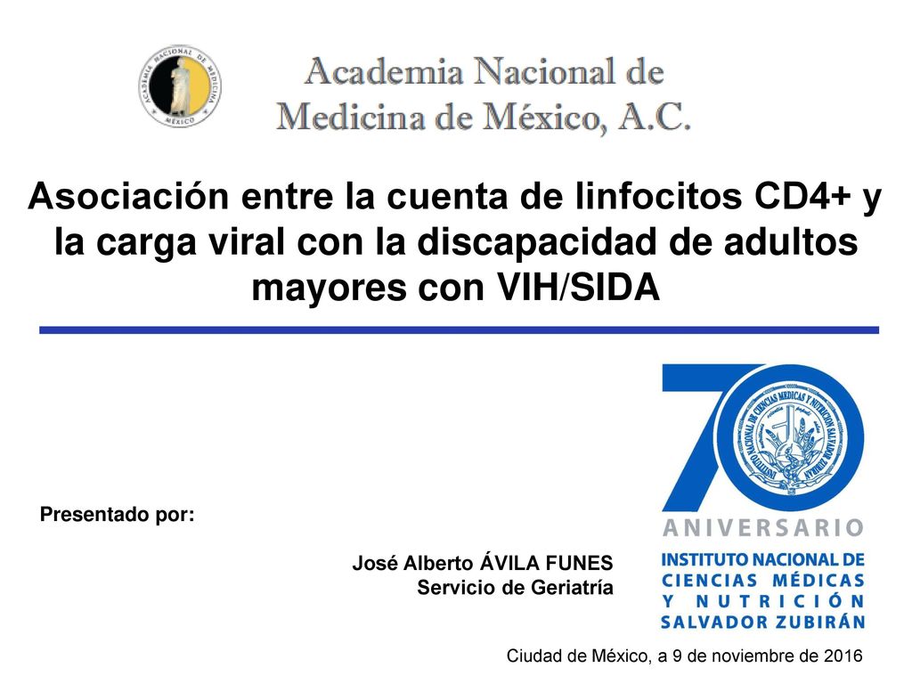 Asociación entre la cuenta de linfocitos CD4+ y la carga viral con la discapacidad de adultos mayores con VIH/SIDA