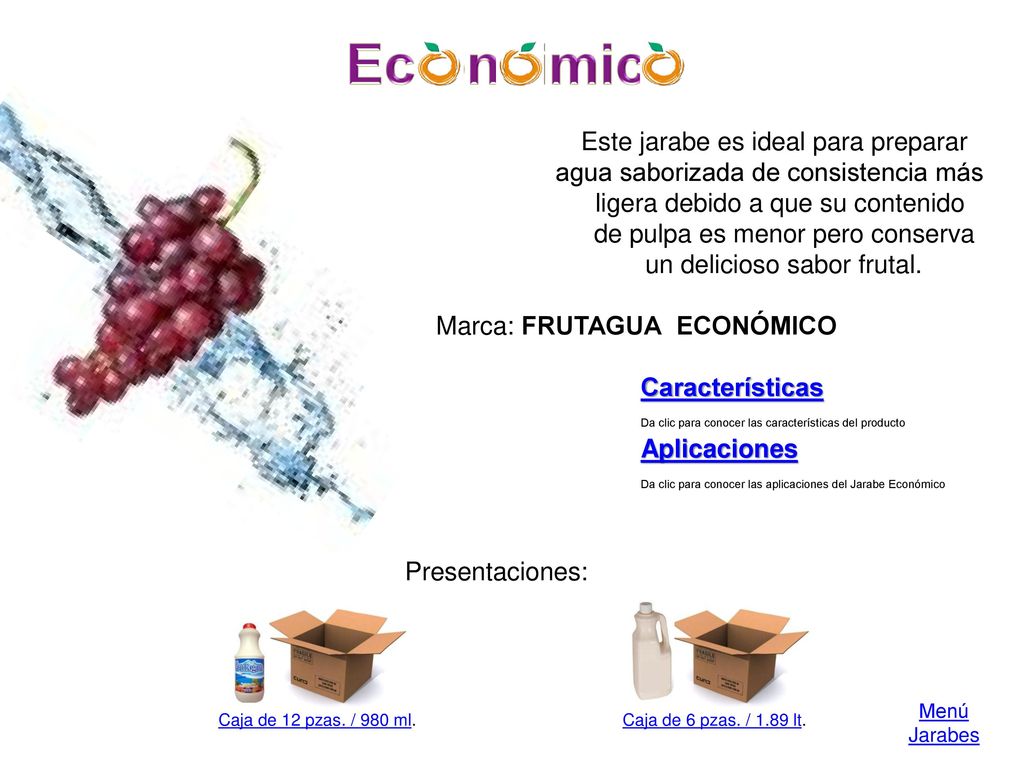 Ecioniiimico Este jarabe es ideal para preparar agua saborizada de consistencia más.