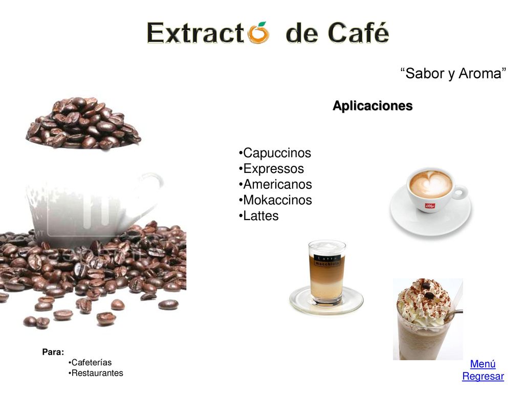 Extract de Café Sabor y Aroma Aplicaciones Capuccinos Expressos
