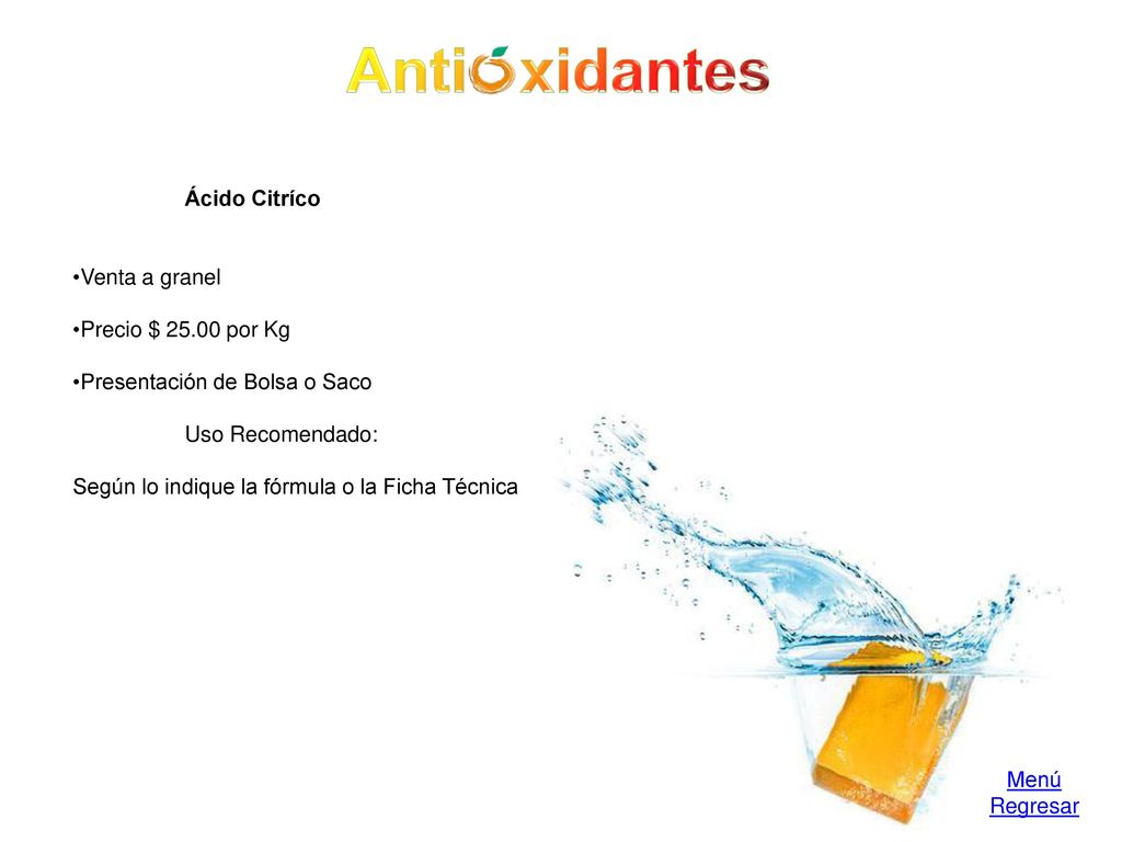 Anti xidantes Ácido Citríco Venta a granel Precio $ por Kg