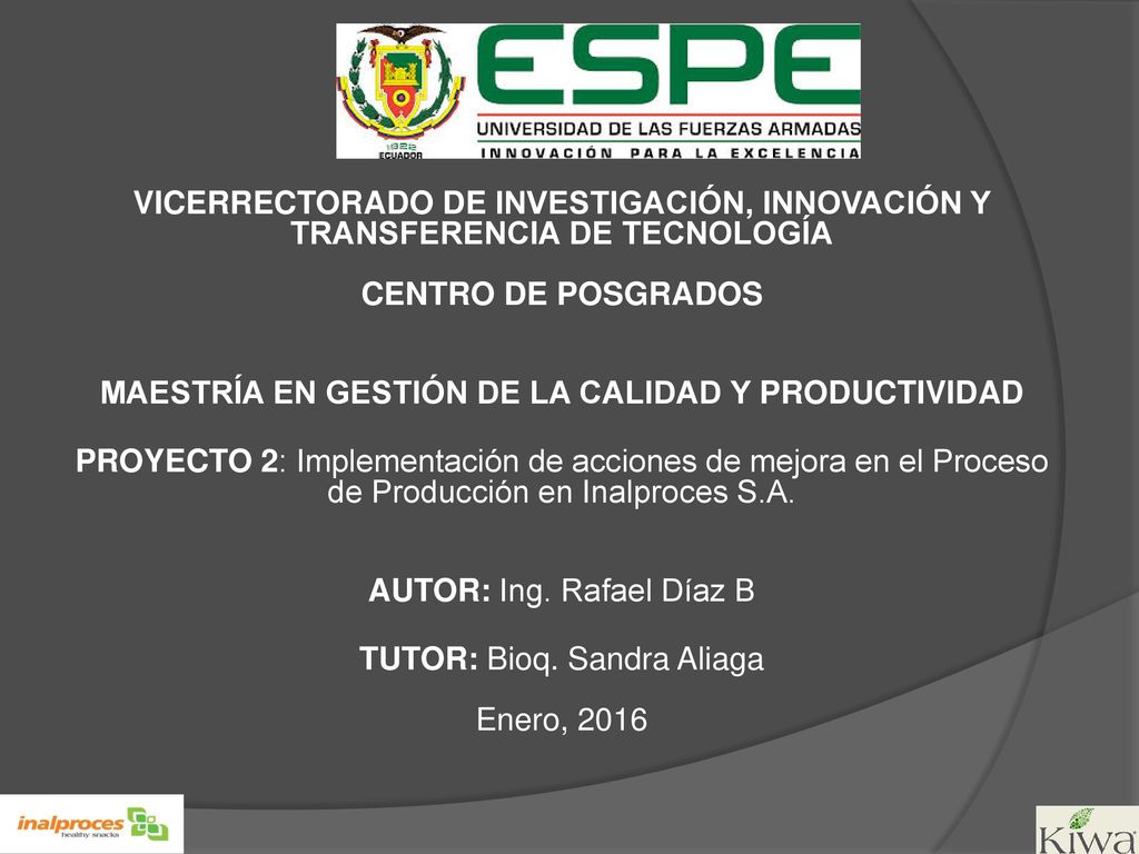 MAESTRÍA EN GESTIÓN DE LA CALIDAD Y PRODUCTIVIDAD
