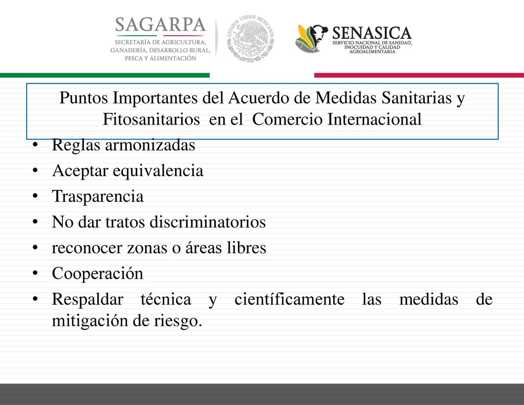 Puntos Importantes del Acuerdo de Medidas Sanitarias y Fitosanitarios en el Comercio Internacional