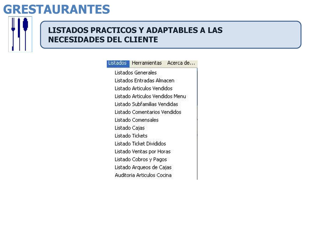 GRESTAURANTES LISTADOS PRACTICOS Y ADAPTABLES A LAS NECESIDADES DEL CLIENTE