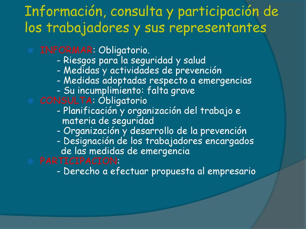 Información, consulta y participación de los trabajadores y sus representantes