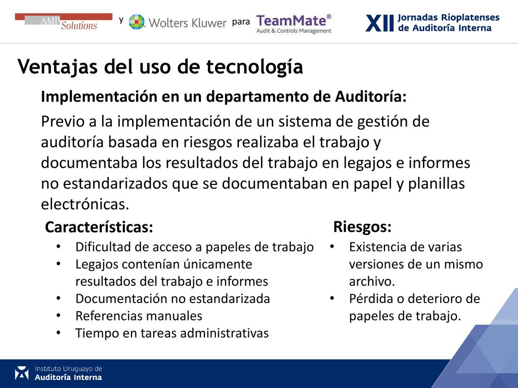 y para Ventajas de implementar un sistema de gestión de auditorías basadas en riesgos