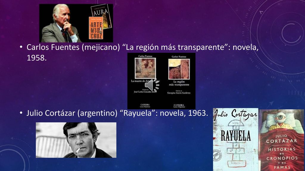 Carlos Fuentes (mejicano) La región más transparente : novela, 1958.