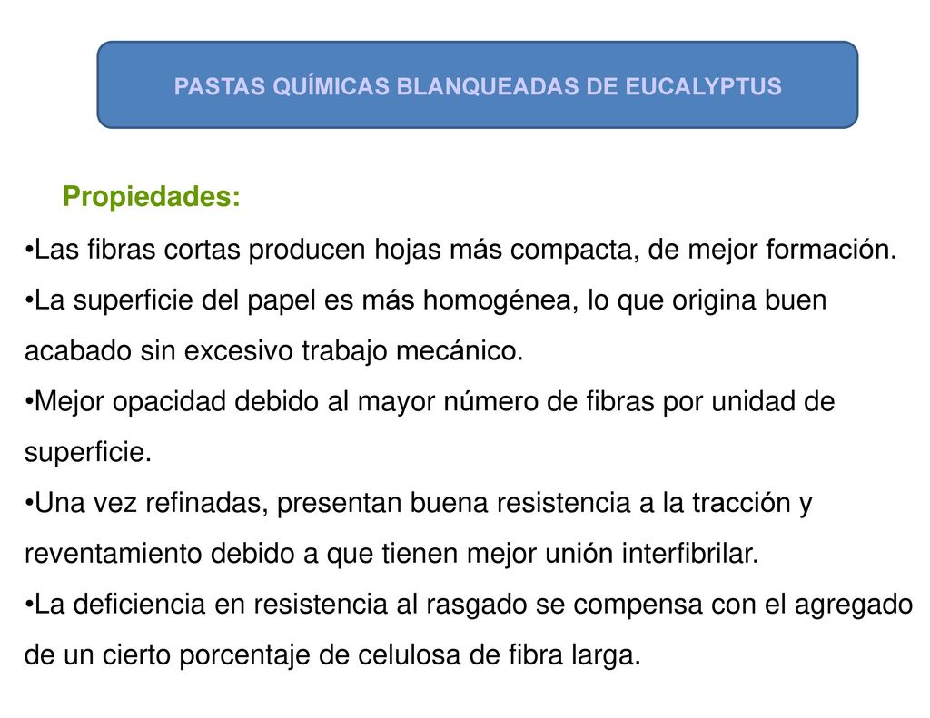 Las fibras cortas producen hojas más compacta, de mejor formación.