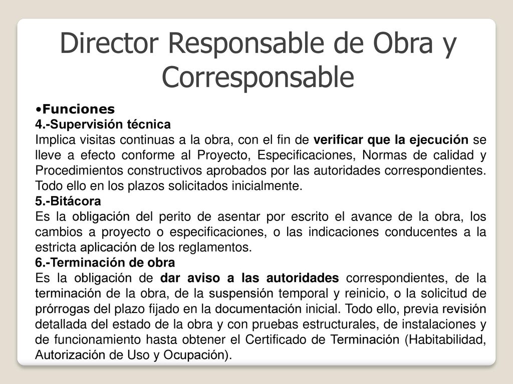 Director Responsable de Obra y Corresponsable