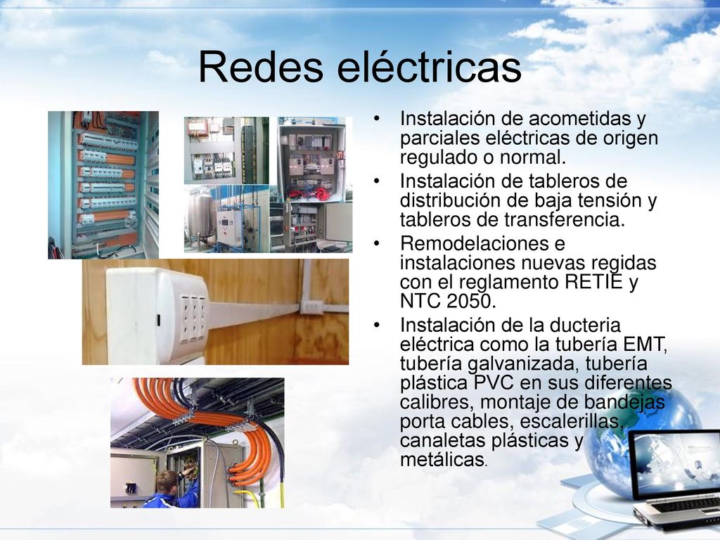 Redes eléctricas Instalación de acometidas y parciales eléctricas de origen regulado o normal.