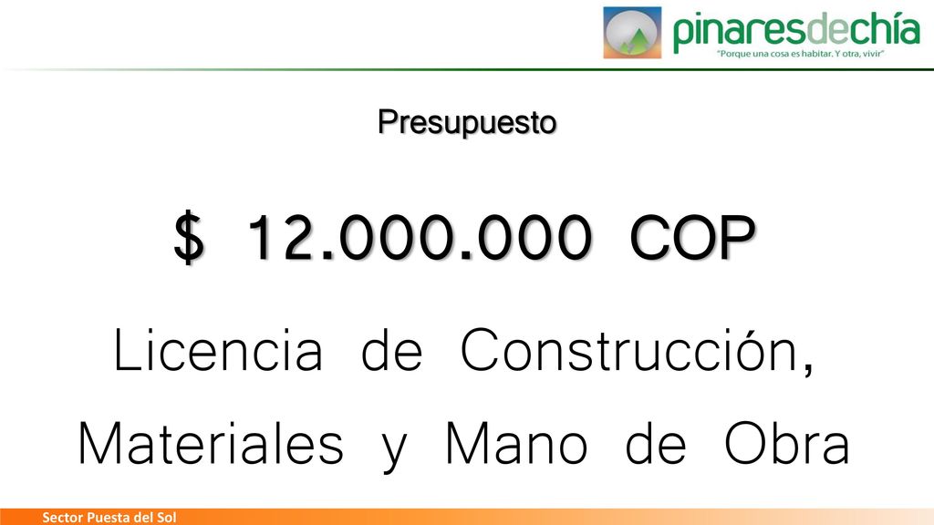 $ COP Licencia de Construcción, Materiales y Mano de Obra