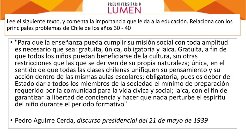 Pedro Aguirre Cerda, discurso presidencial del 21 de mayo de 1939