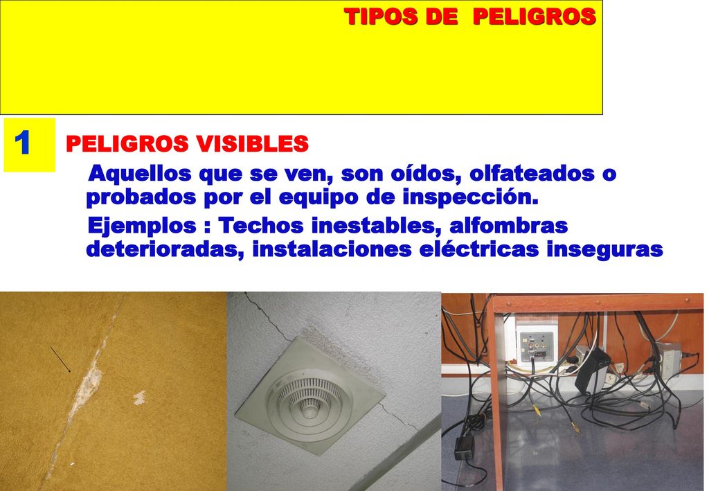 1 TIPOS DE PELIGROS PELIGROS VISIBLES