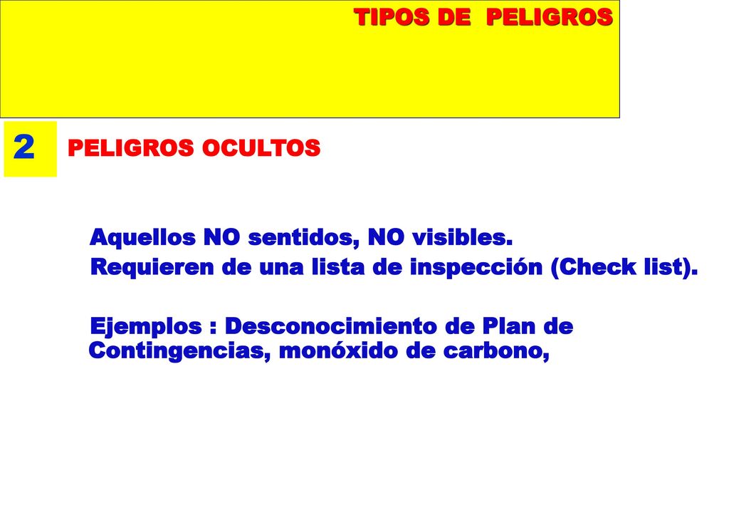 2 TIPOS DE PELIGROS PELIGROS OCULTOS te