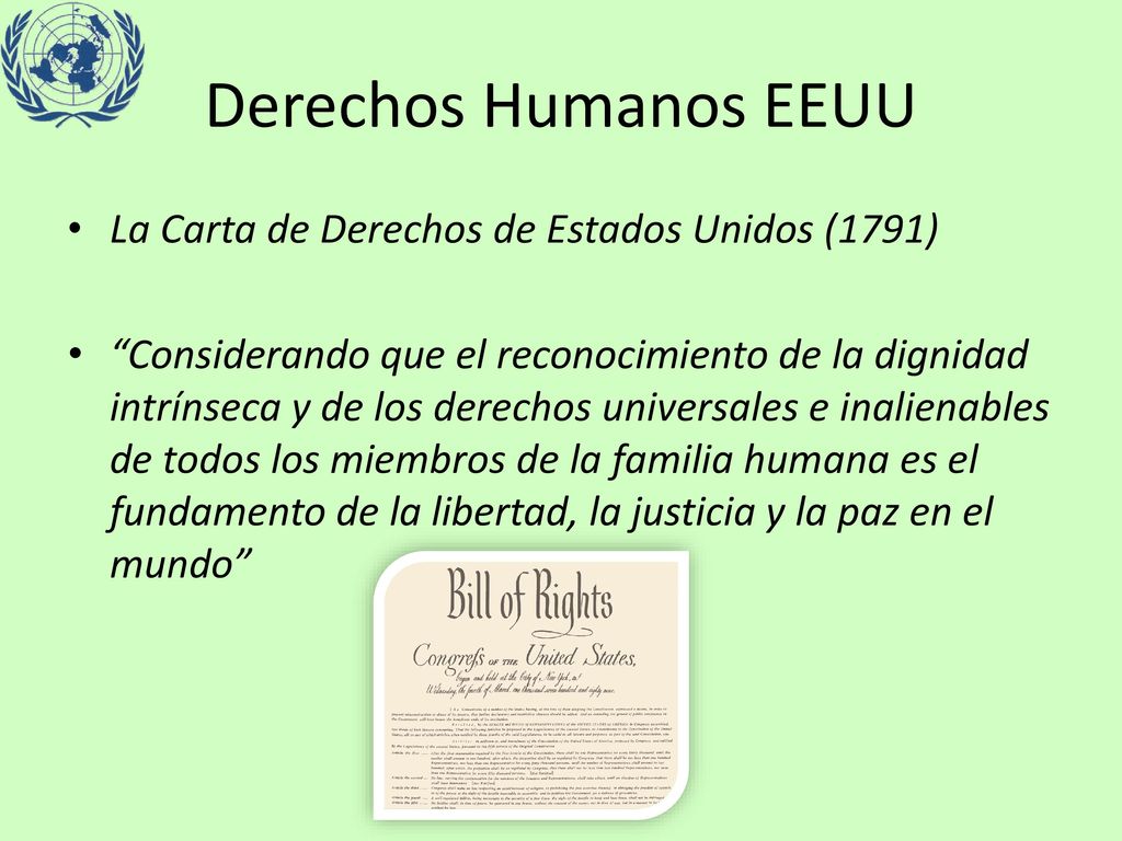 Derechos Humanos EEUU La Carta de Derechos de Estados Unidos (1791)