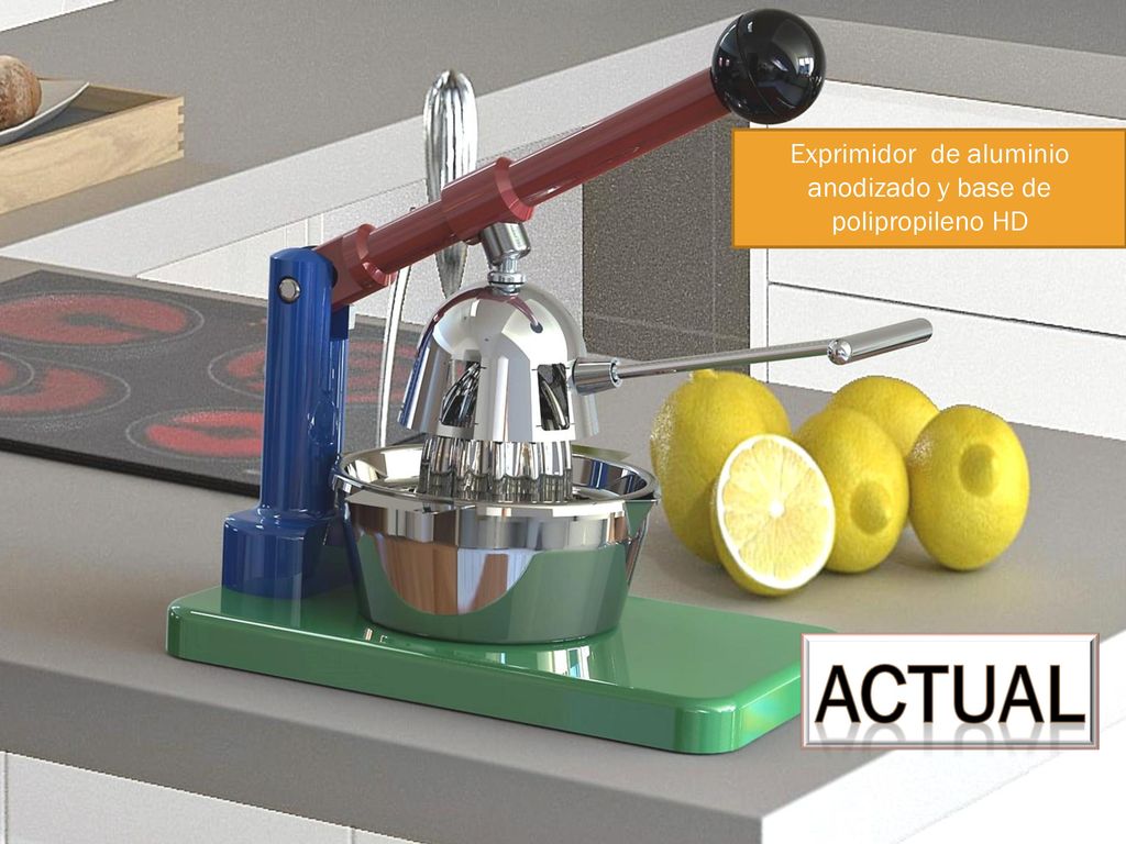 Exprimidor de aluminio anodizado y base de polipropileno HD