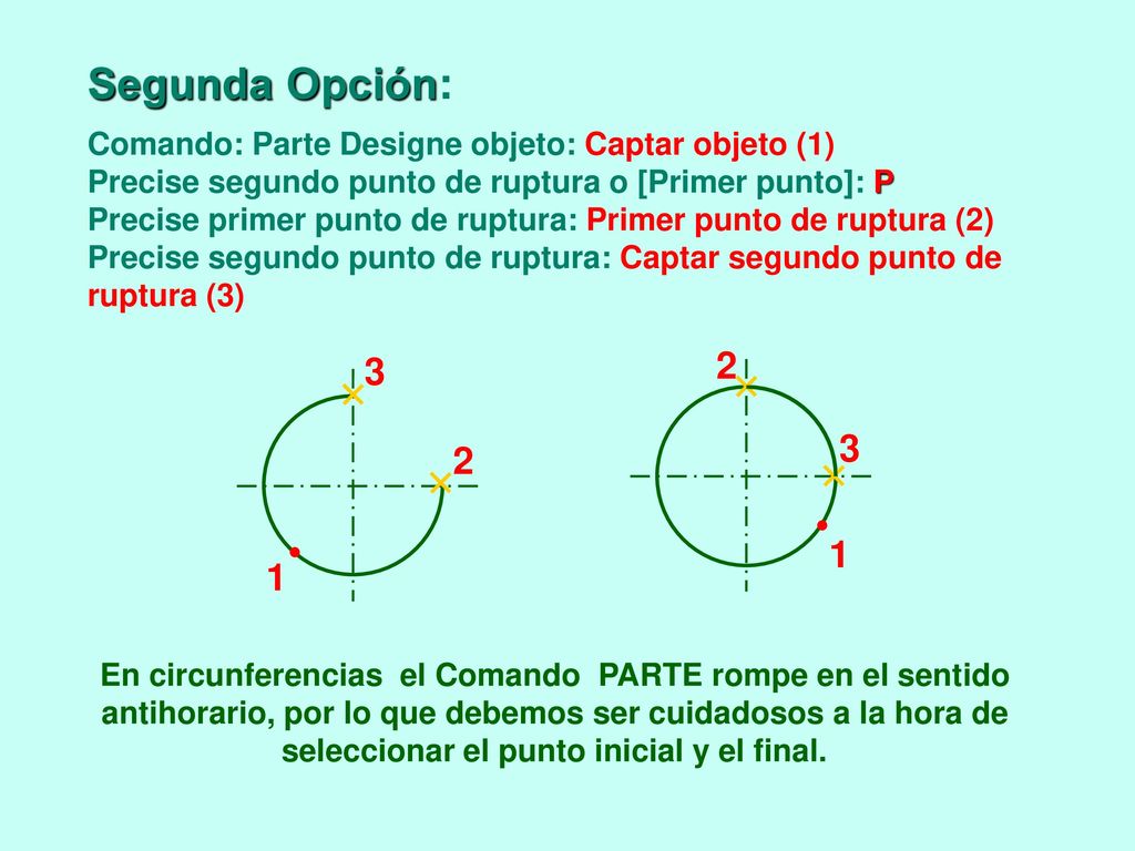 Segunda Opción: Comando: Parte Designe objeto: Captar objeto (1) Precise segundo punto de ruptura o [Primer punto]: P.