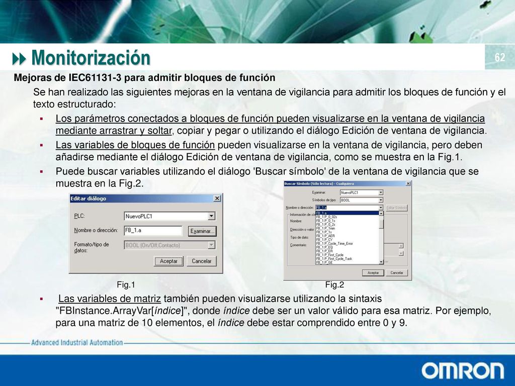 Monitorización Mejoras de IEC para admitir bloques de función