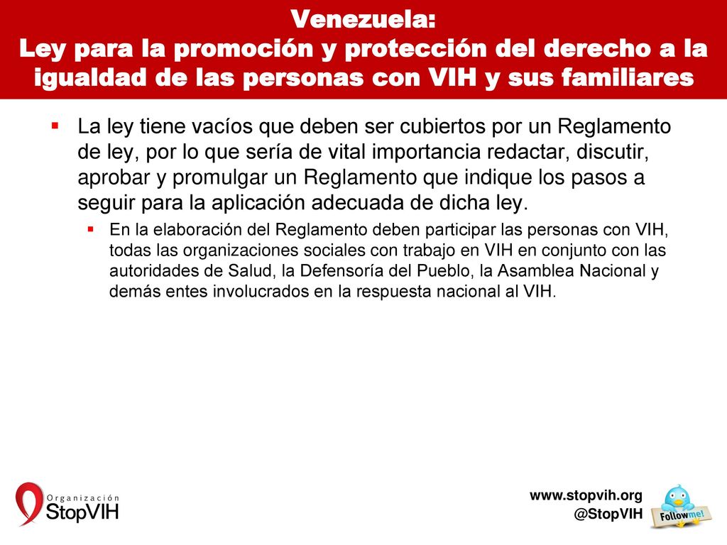Venezuela: Ley para la promoción y protección del derecho a la igualdad de las personas con VIH y sus familiares
