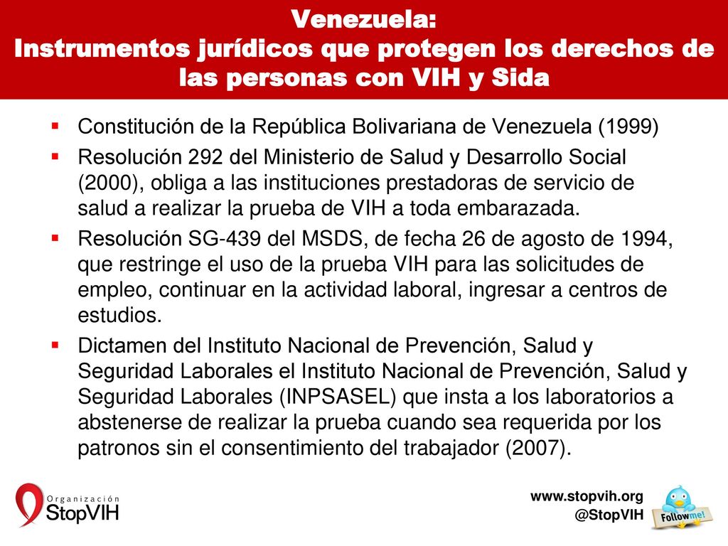 Venezuela: Instrumentos jurídicos que protegen los derechos de las personas con VIH y Sida