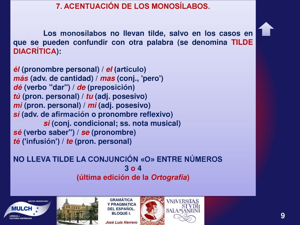 7. ACENTUACIÓN DE LOS MONOSÍLABOS. (última edición de la Ortografía)