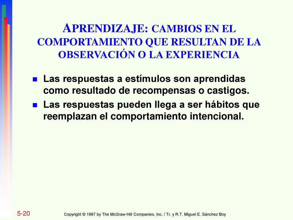 APRENDIZAJE: CAMBIOS EN EL COMPORTAMIENTO QUE RESULTAN DE LA OBSERVACIÓN O LA EXPERIENCIA