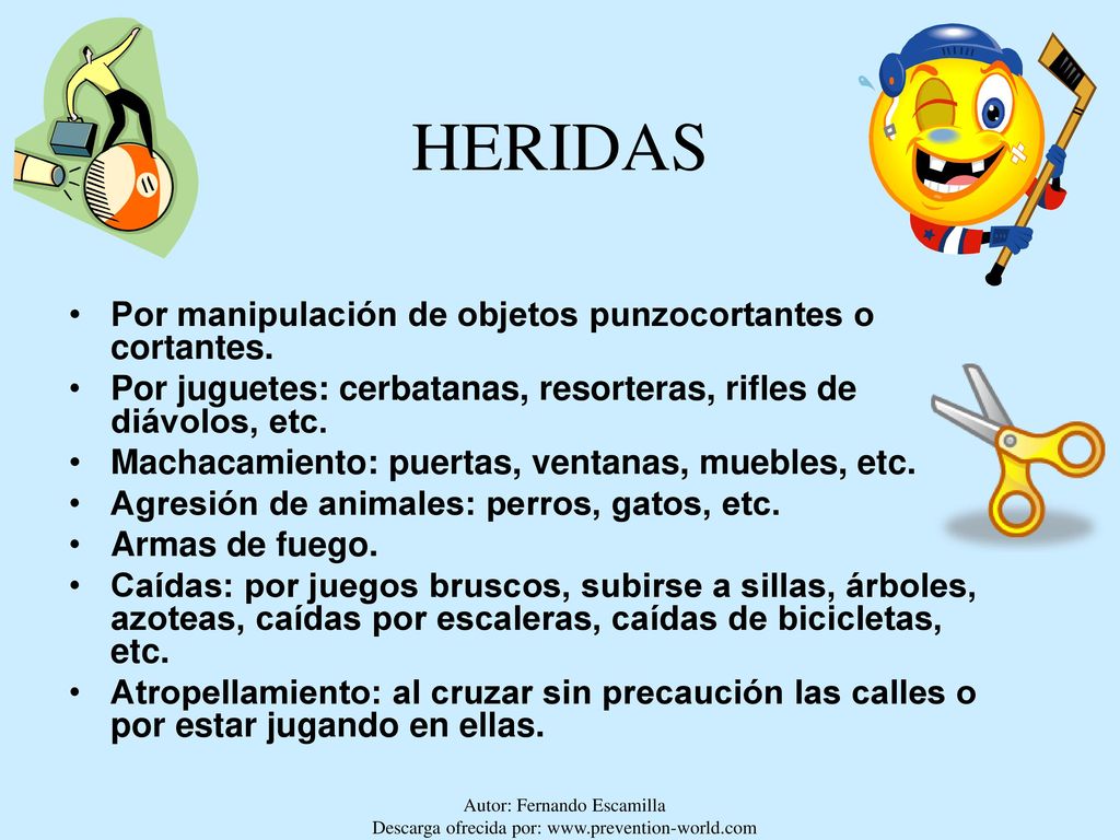 HERIDAS Por manipulación de objetos punzocortantes o cortantes.