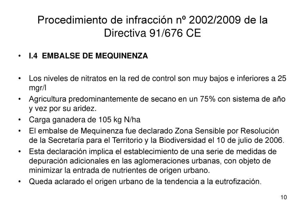 Procedimiento de infracción nº 2002/2009 de la Directiva 91/676 CE
